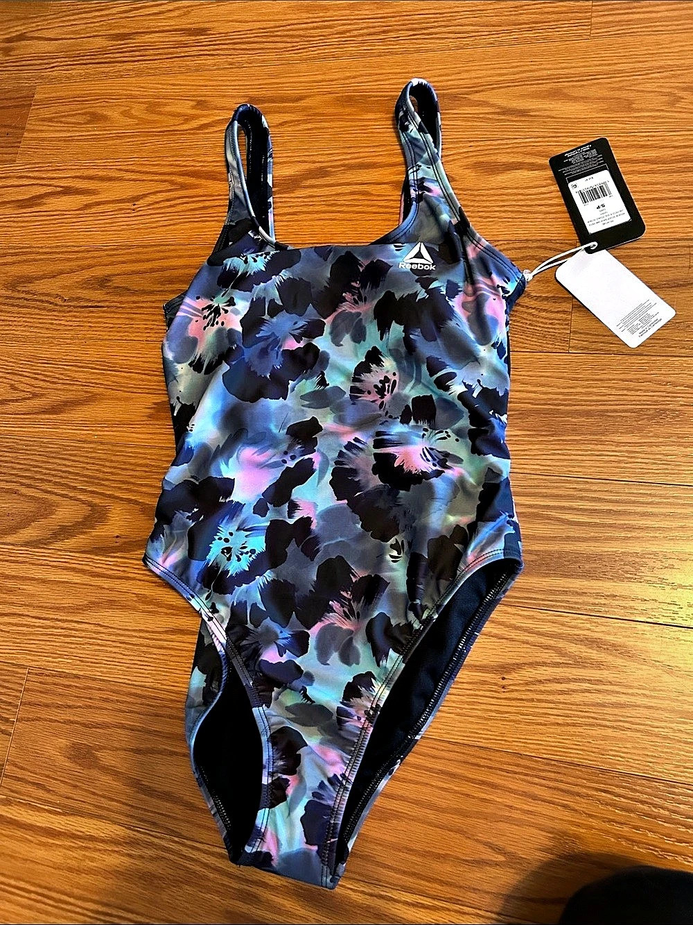 TYR Floral One-Piece Swimsuit in Blue & Black Size Medium NWT